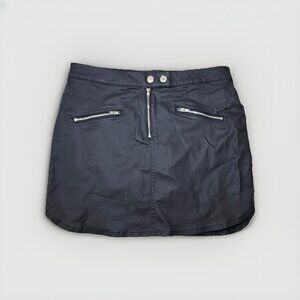 Primark Denim Co - Ladies Black Faux Leather Short Mini Zipped Skirt Size M